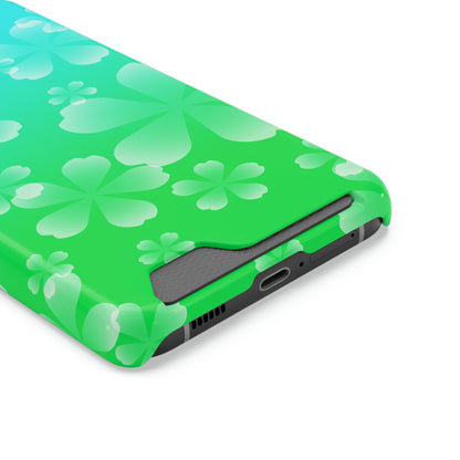 Green and Cherry Blossom Case With Card Holder