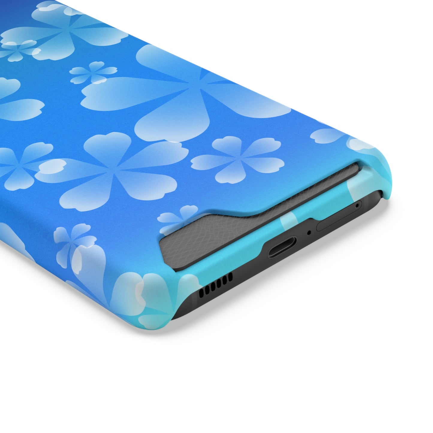 Blue and Cherry Blossom Case With Card Holder