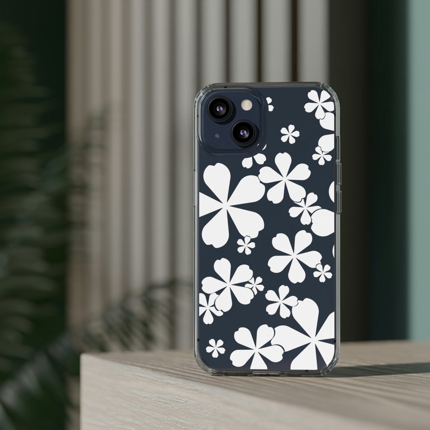 White Cherry Blossom Clear Cases