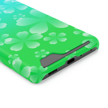 Green and Cherry Blossom Case With Card Holder