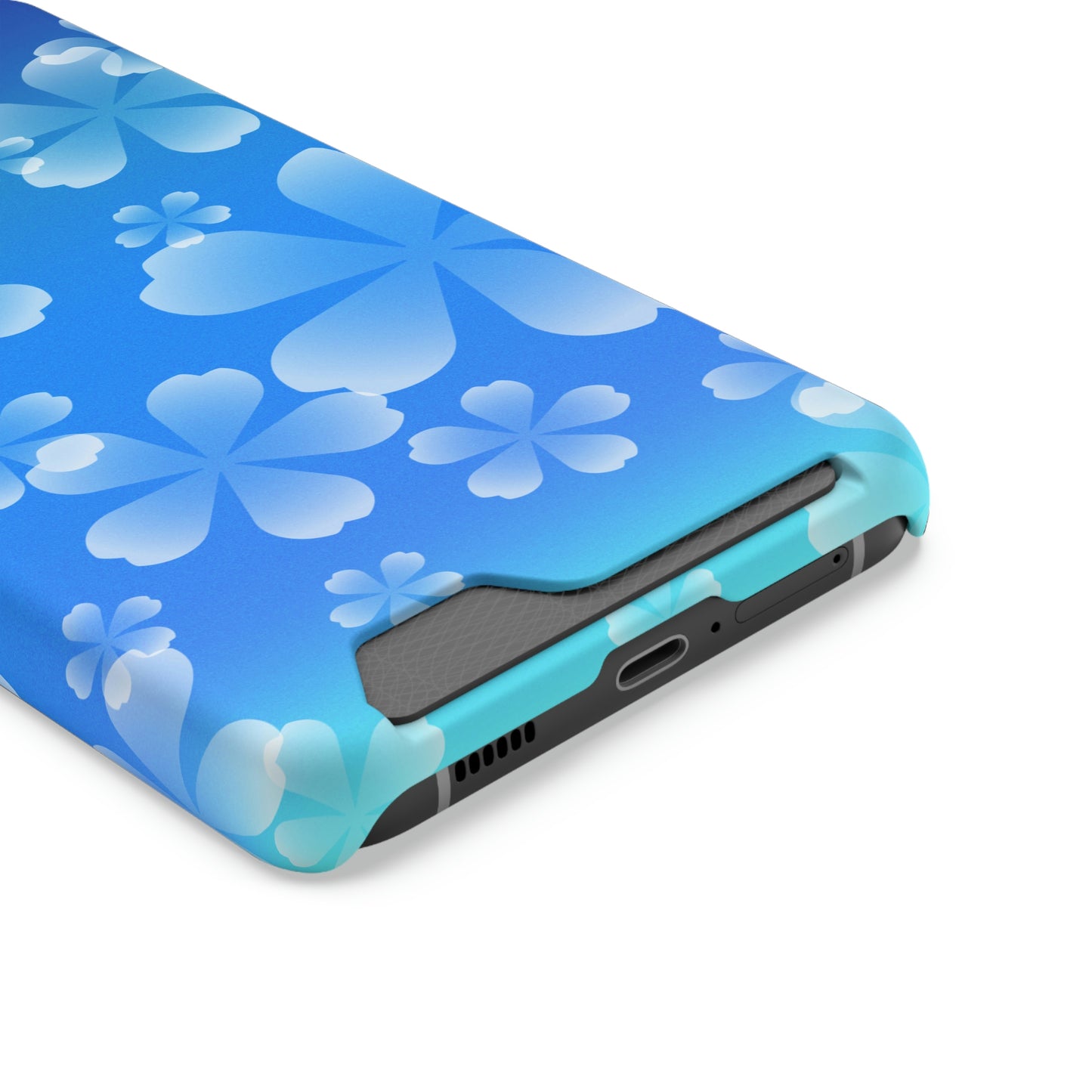 Blue and Cherry Blossom Case With Card Holder