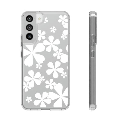 White Cherry Blossom Clear Cases