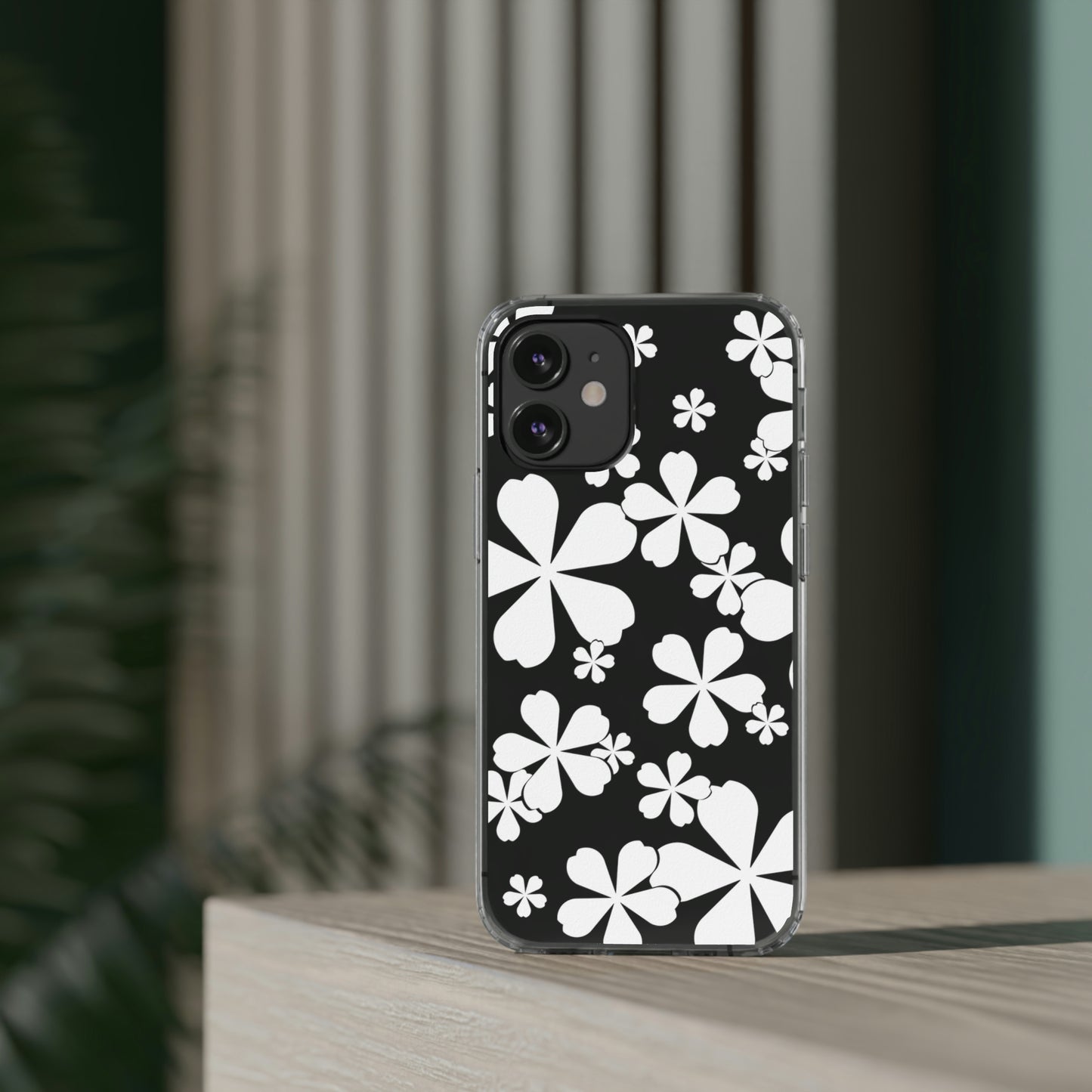 White Cherry Blossom Clear Cases