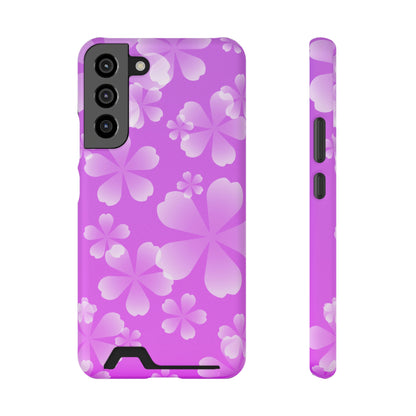 Purple and Cherry Blossom Case With Card Holder