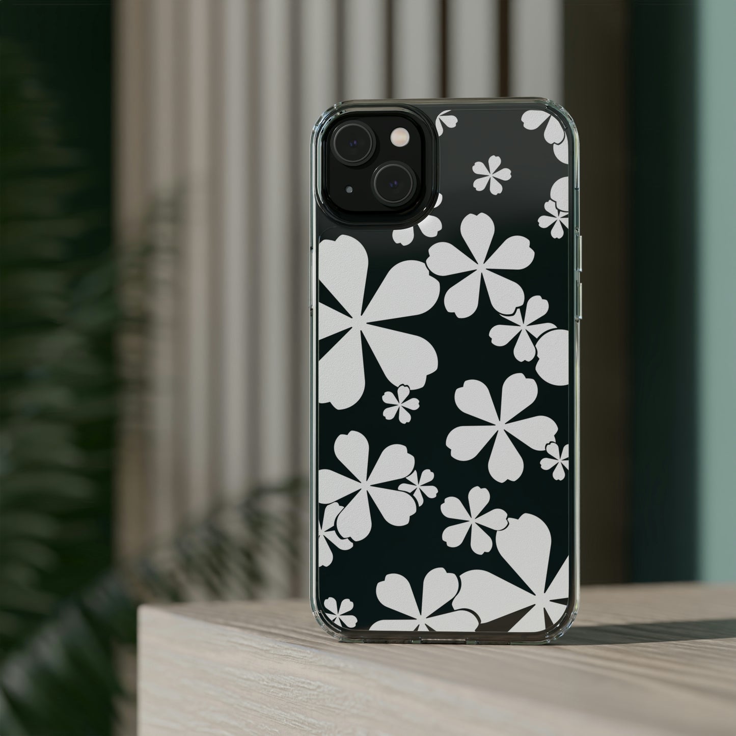 White Cherry Blossom Clear Cases