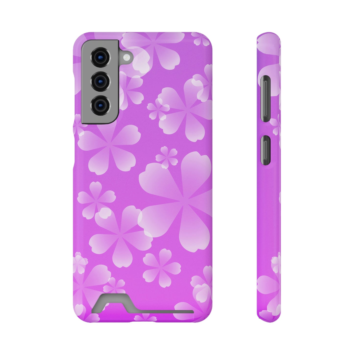 Purple and Cherry Blossom Case With Card Holder