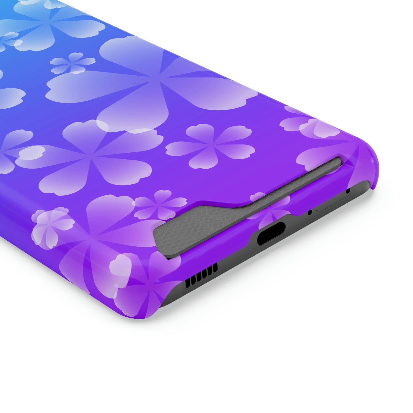 Blurple and Cherry Blossom Case With Card Holder