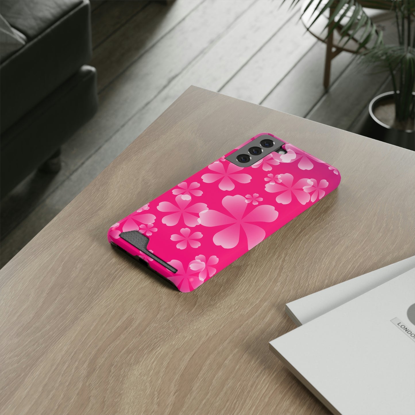 Pink and Cherry Blossom Case With Card Holder