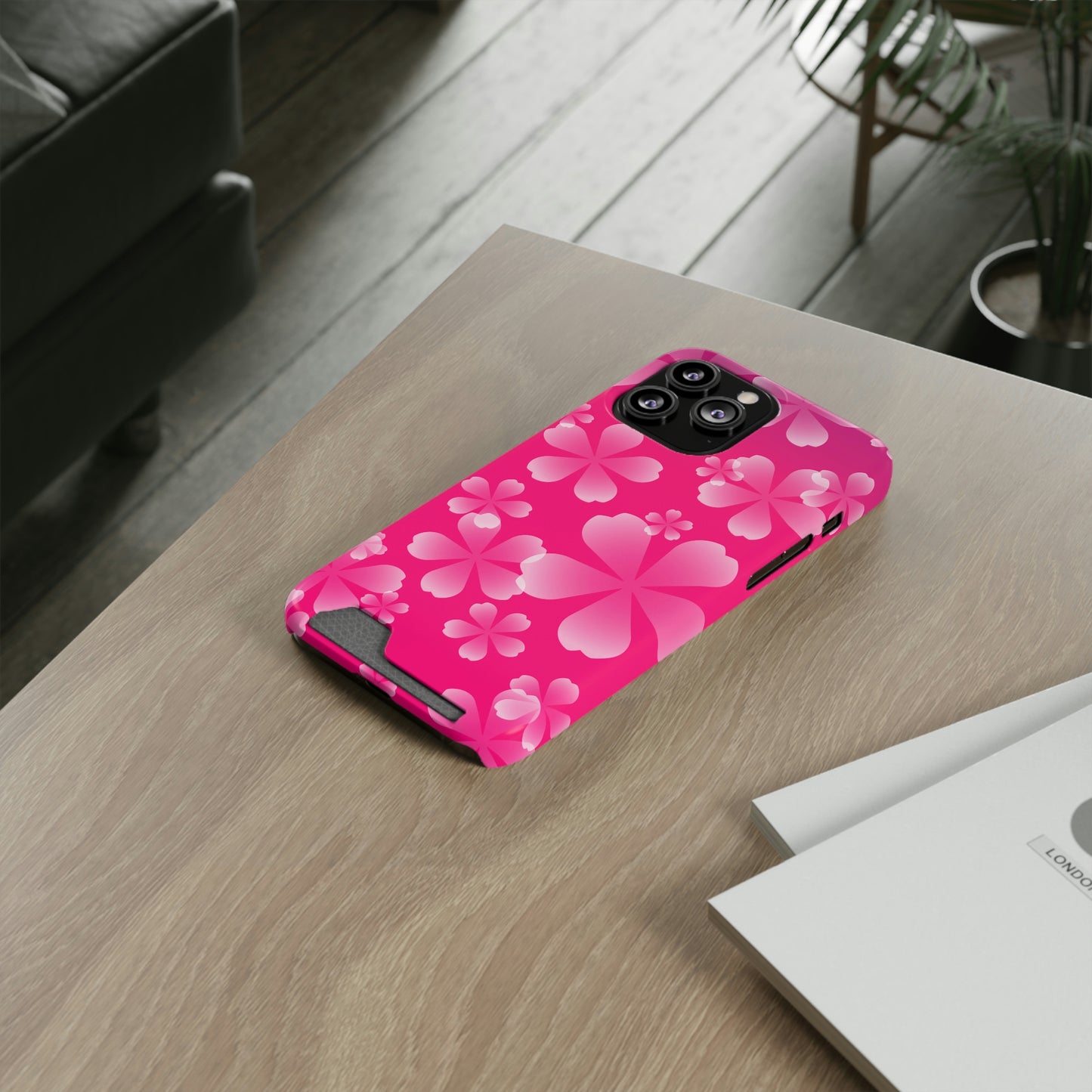 Pink and Cherry Blossom Case With Card Holder