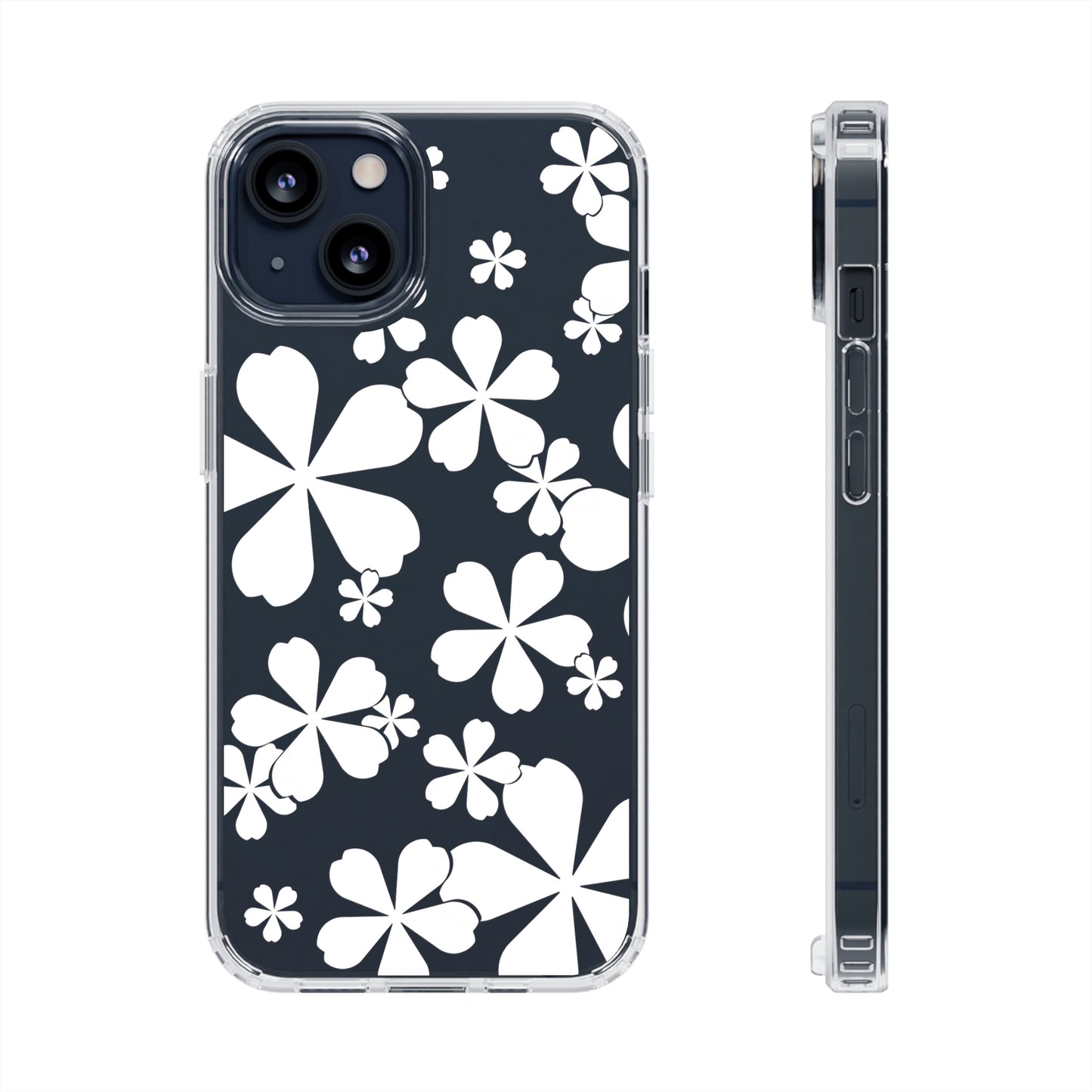 White Cherry Blossom Clear Cases