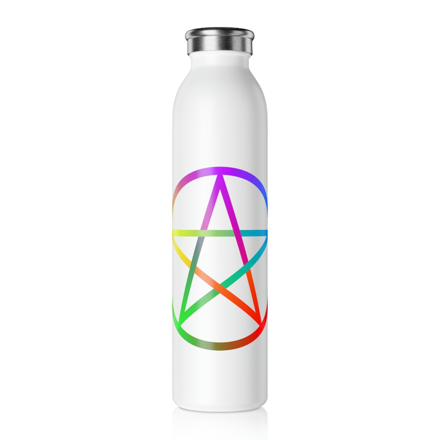 White Elemental Pentagram Slim Water Bottle