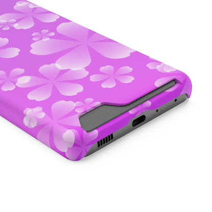 Purple and Cherry Blossom Case With Card Holder