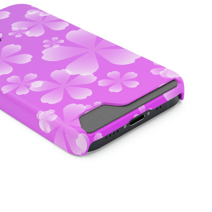 Purple and Cherry Blossom Case With Card Holder