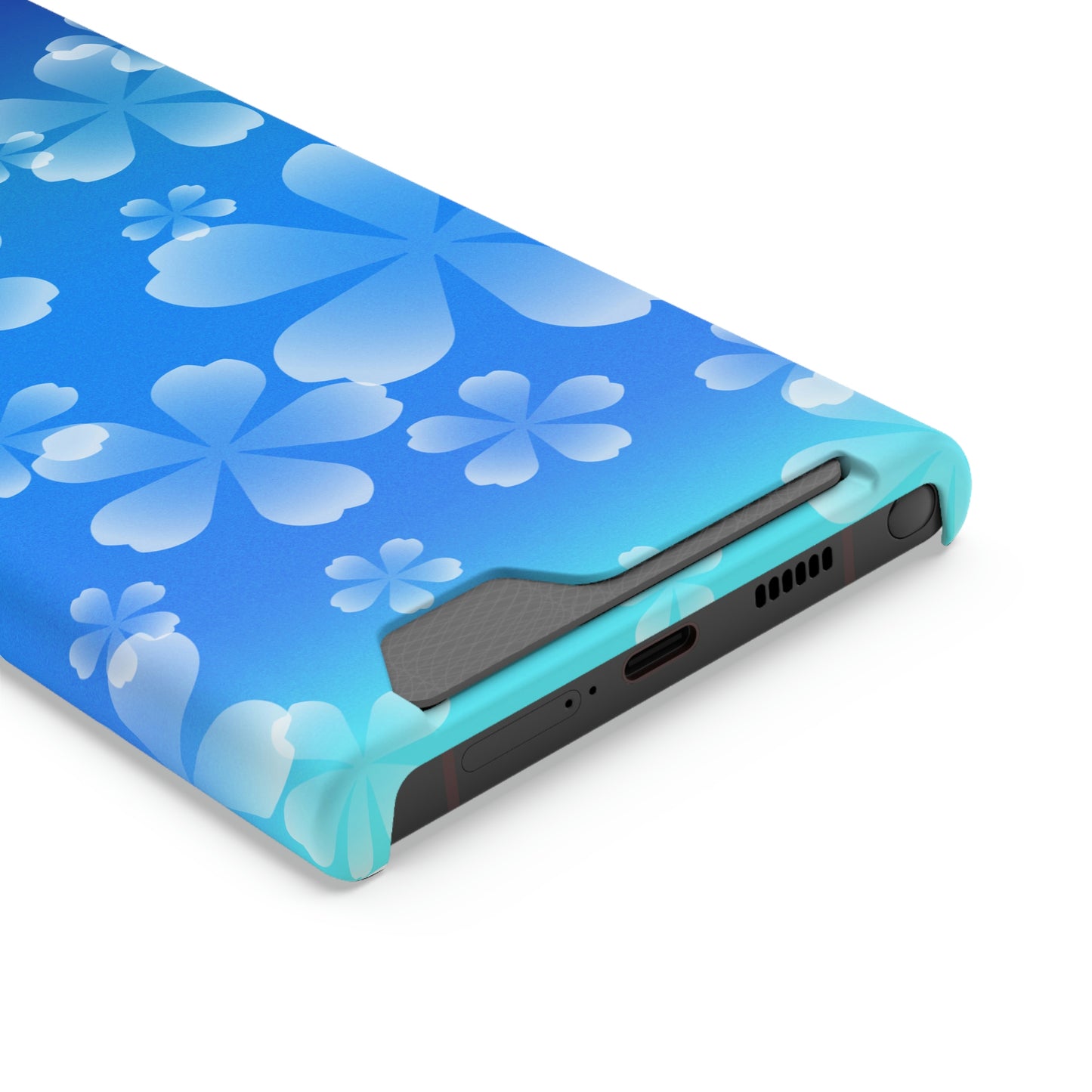 Blue and Cherry Blossom Case With Card Holder