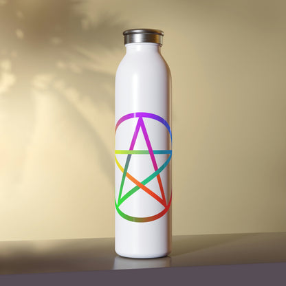 White Elemental Pentagram Slim Water Bottle