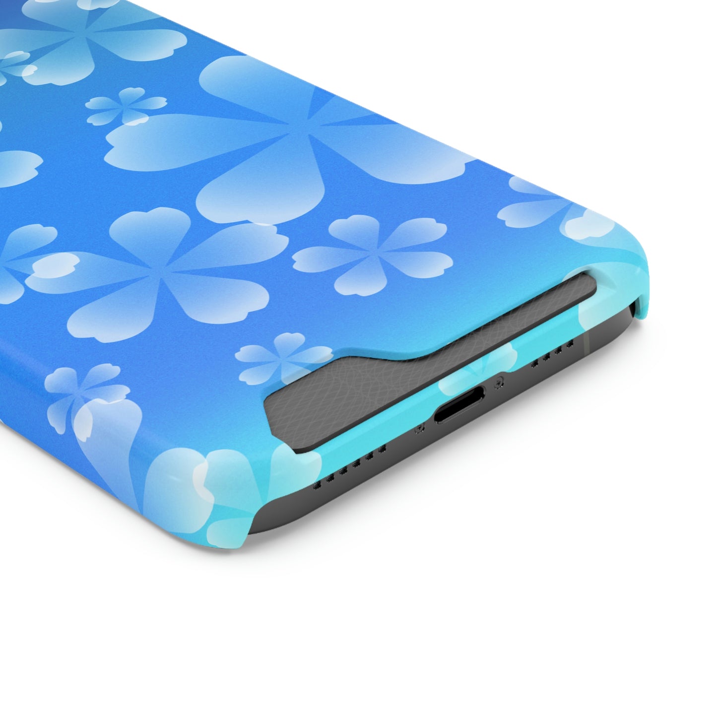 Blue and Cherry Blossom Case With Card Holder