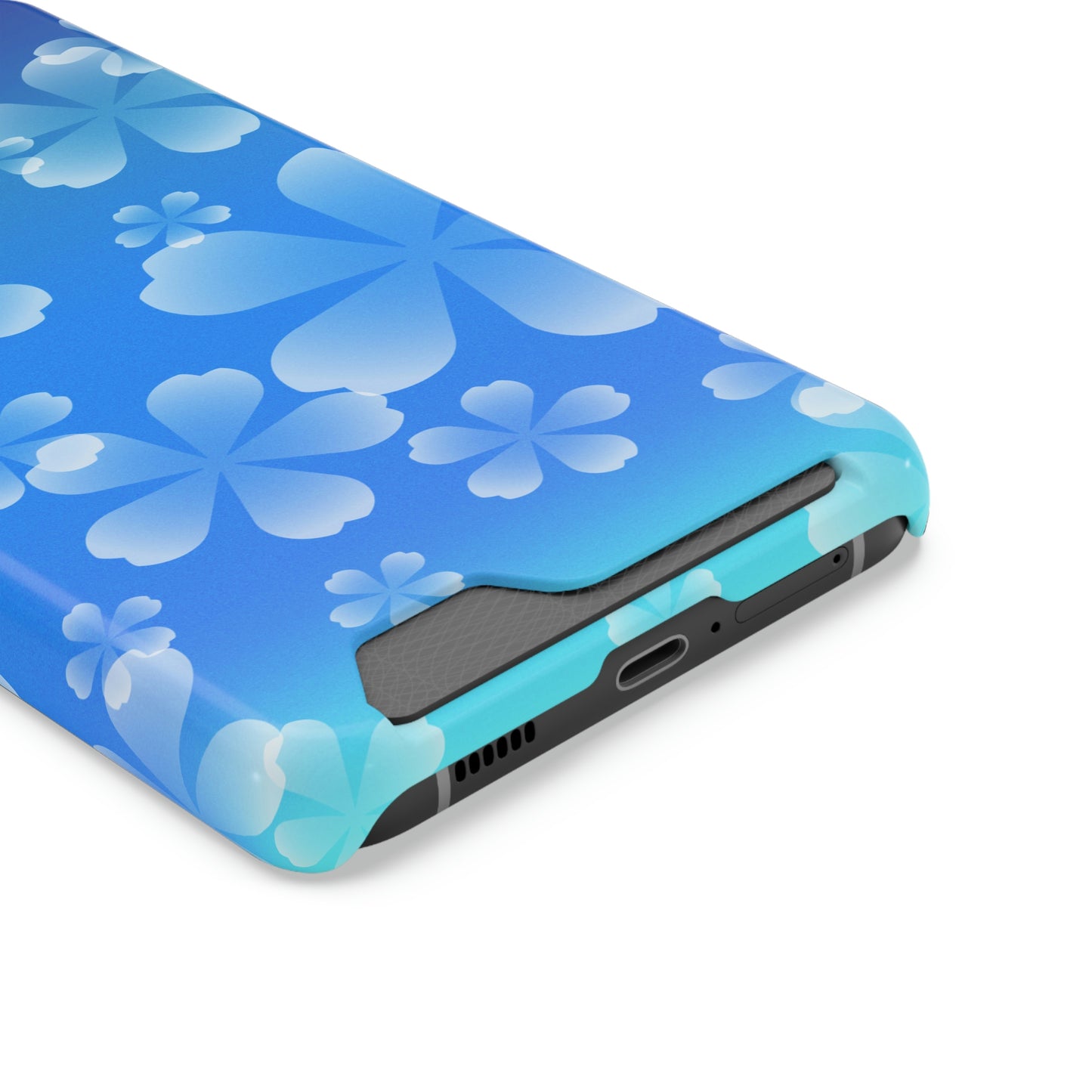 Blue and Cherry Blossom Case With Card Holder