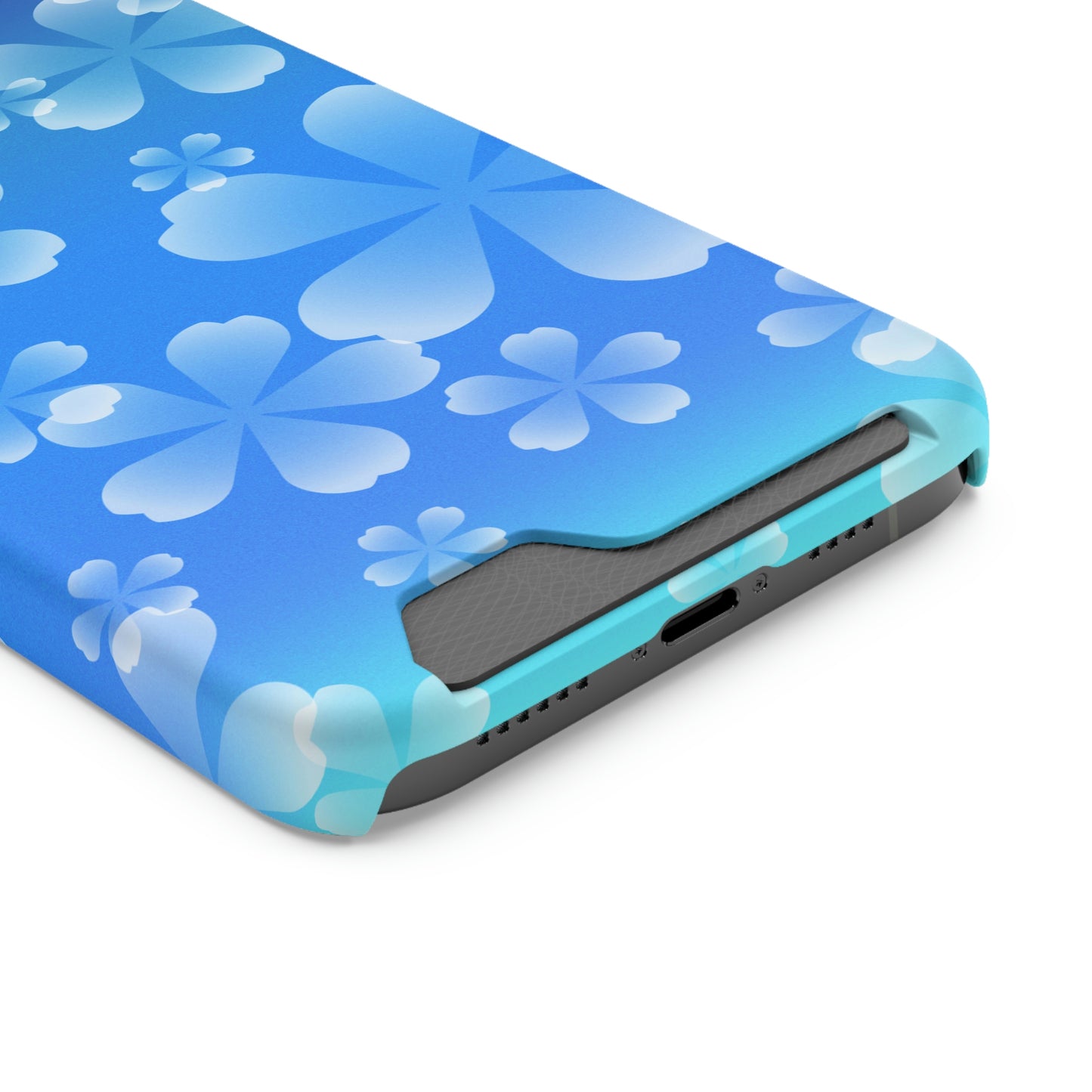 Blue and Cherry Blossom Case With Card Holder