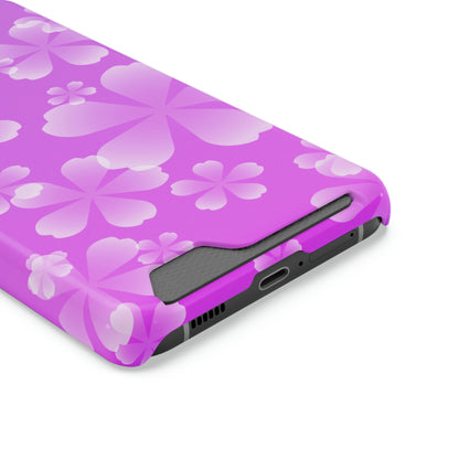 Purple and Cherry Blossom Case With Card Holder