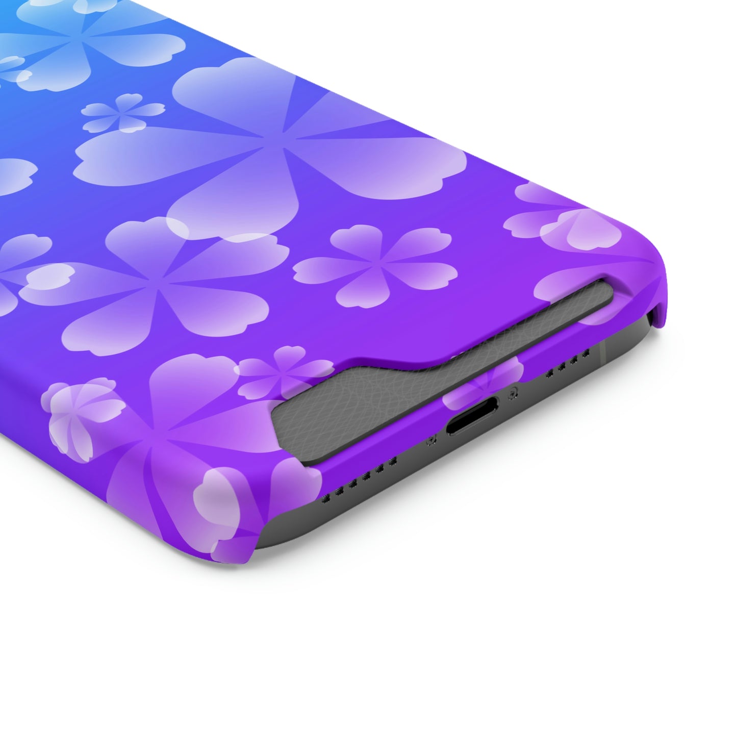 Blurple and Cherry Blossom Case With Card Holder