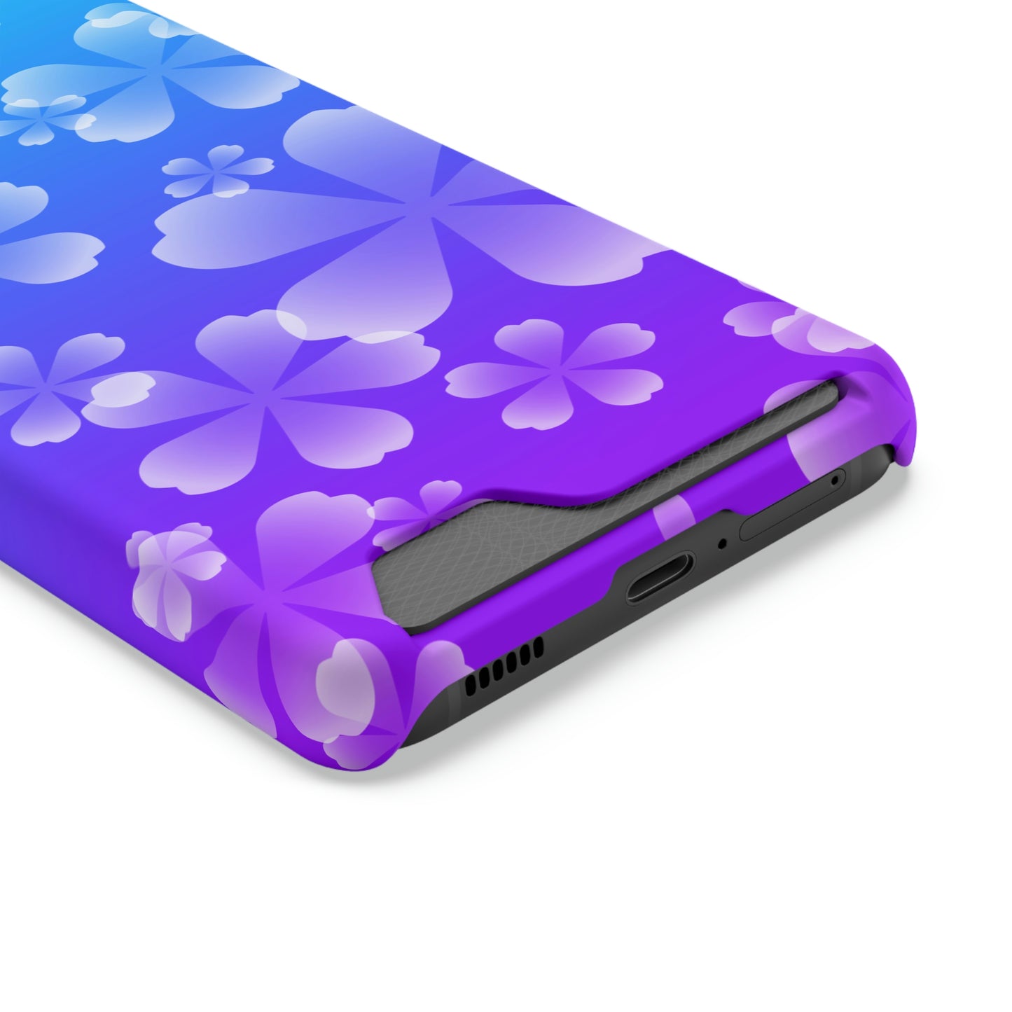 Blurple and Cherry Blossom Case With Card Holder