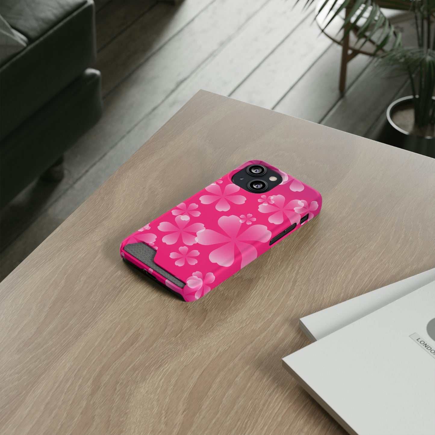 Pink and Cherry Blossom Case With Card Holder