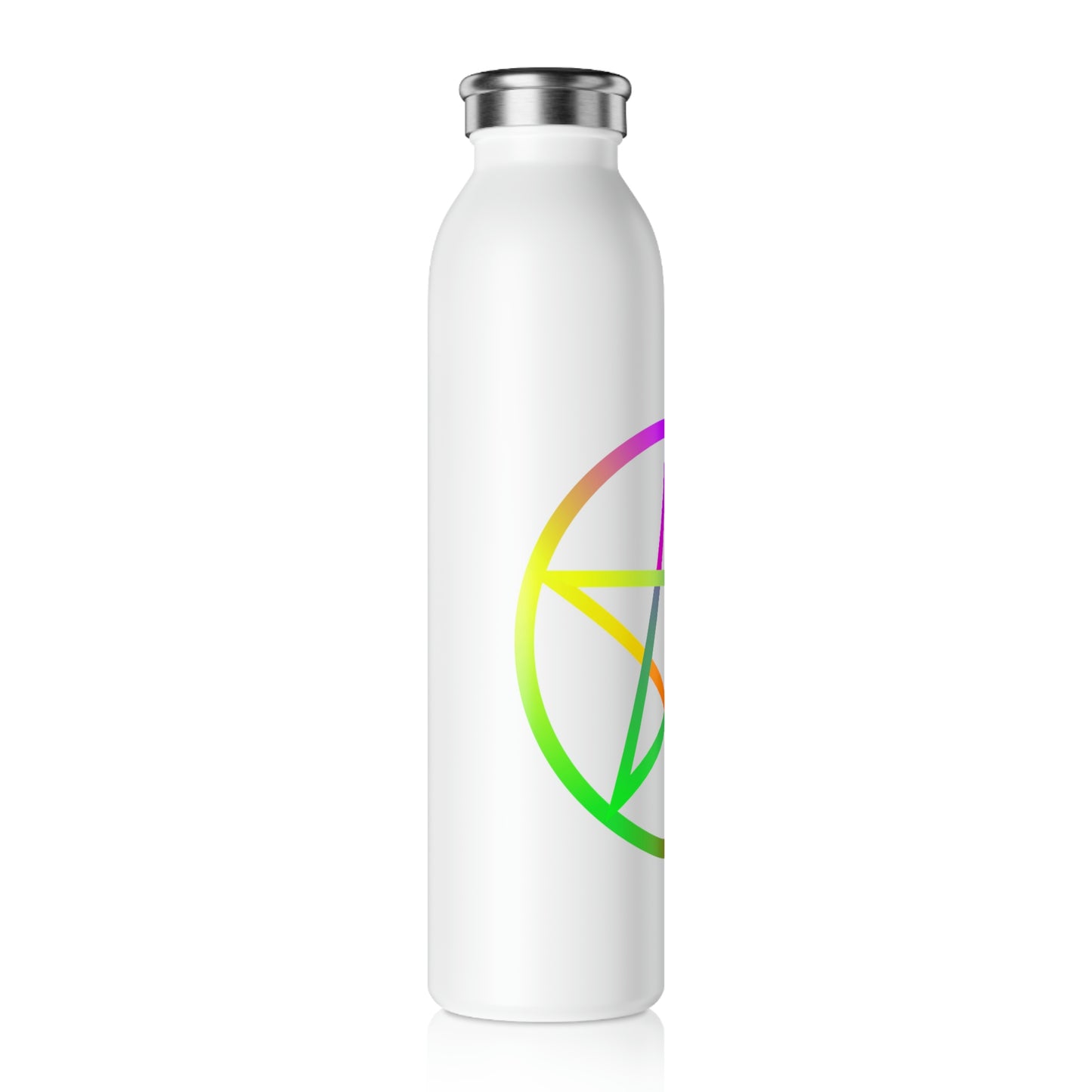 White Elemental Pentagram Slim Water Bottle