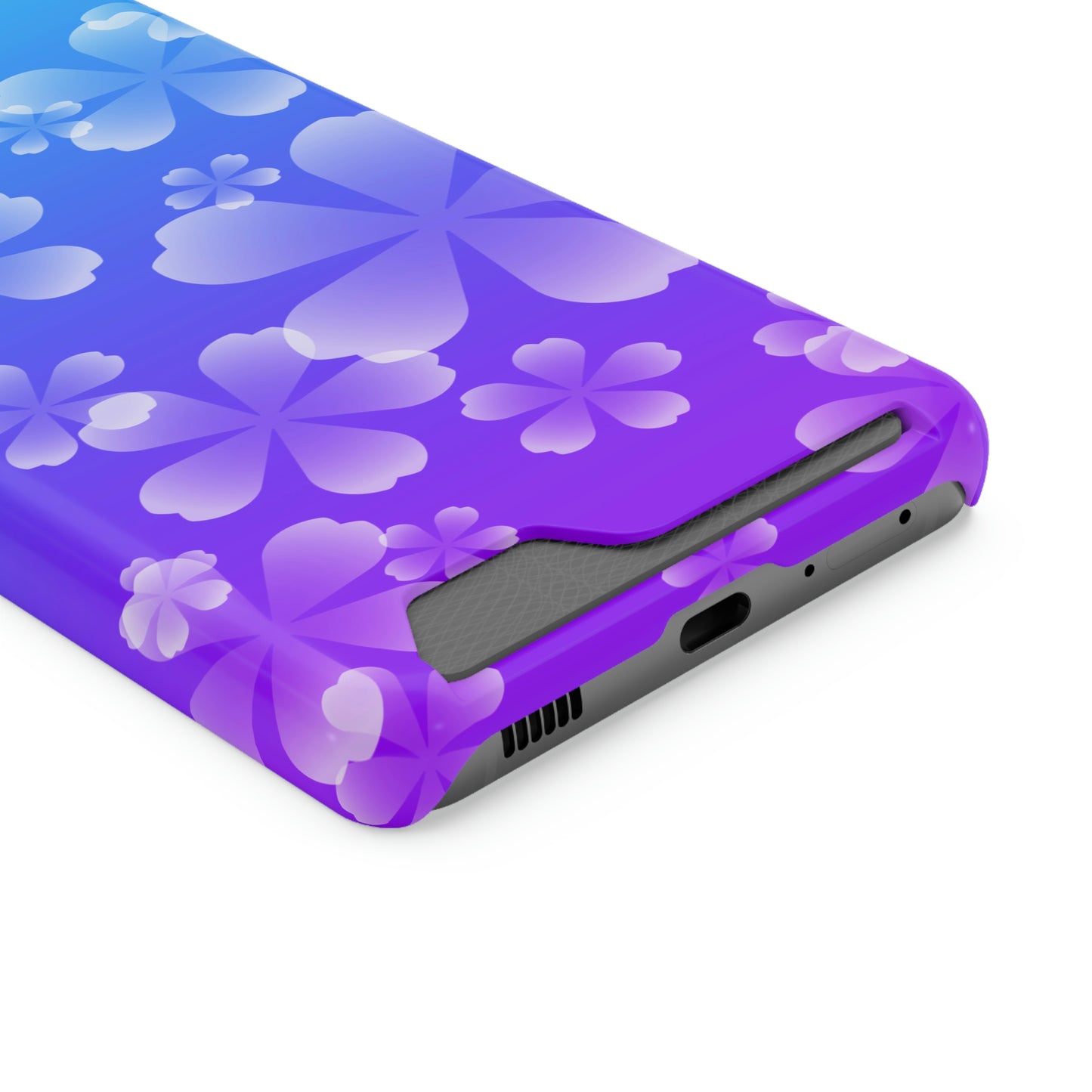 Blurple and Cherry Blossom Case With Card Holder