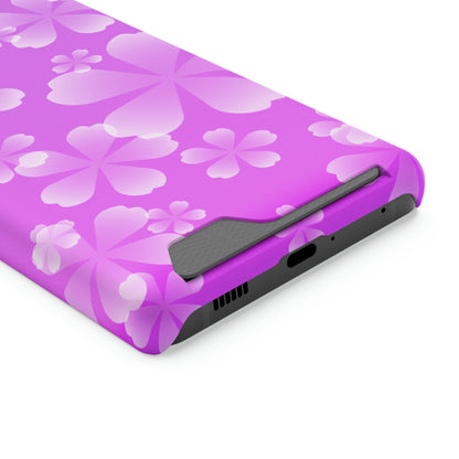 Purple and Cherry Blossom Case With Card Holder