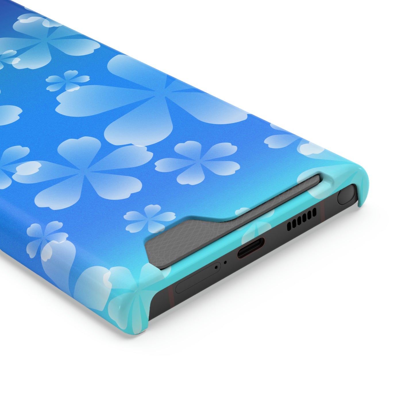 Blue and Cherry Blossom Case With Card Holder