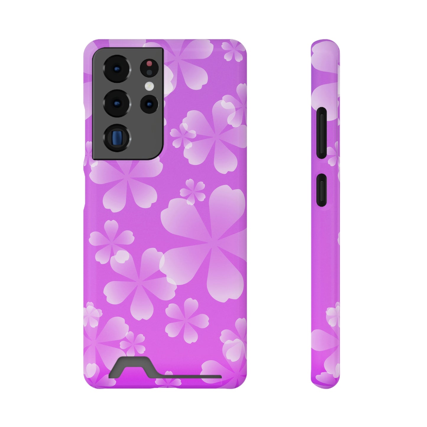 Purple and Cherry Blossom Case With Card Holder