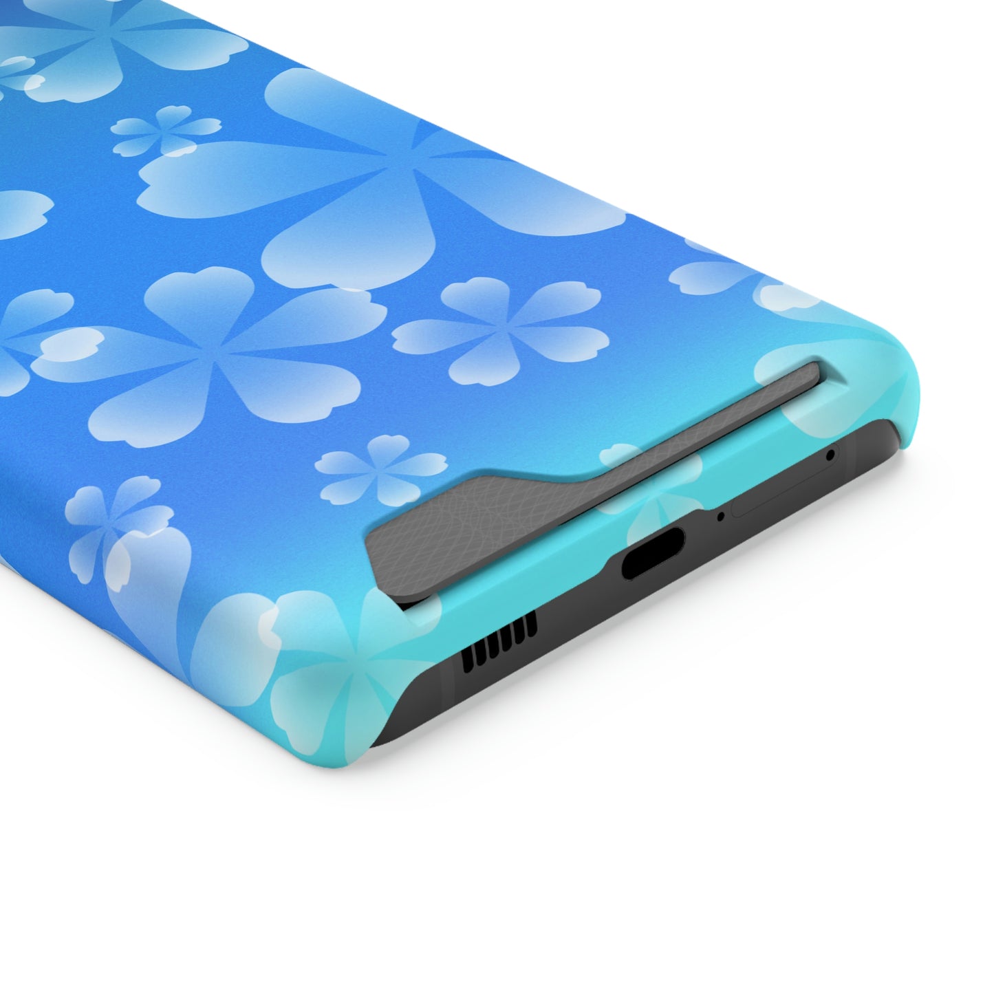 Blue and Cherry Blossom Case With Card Holder