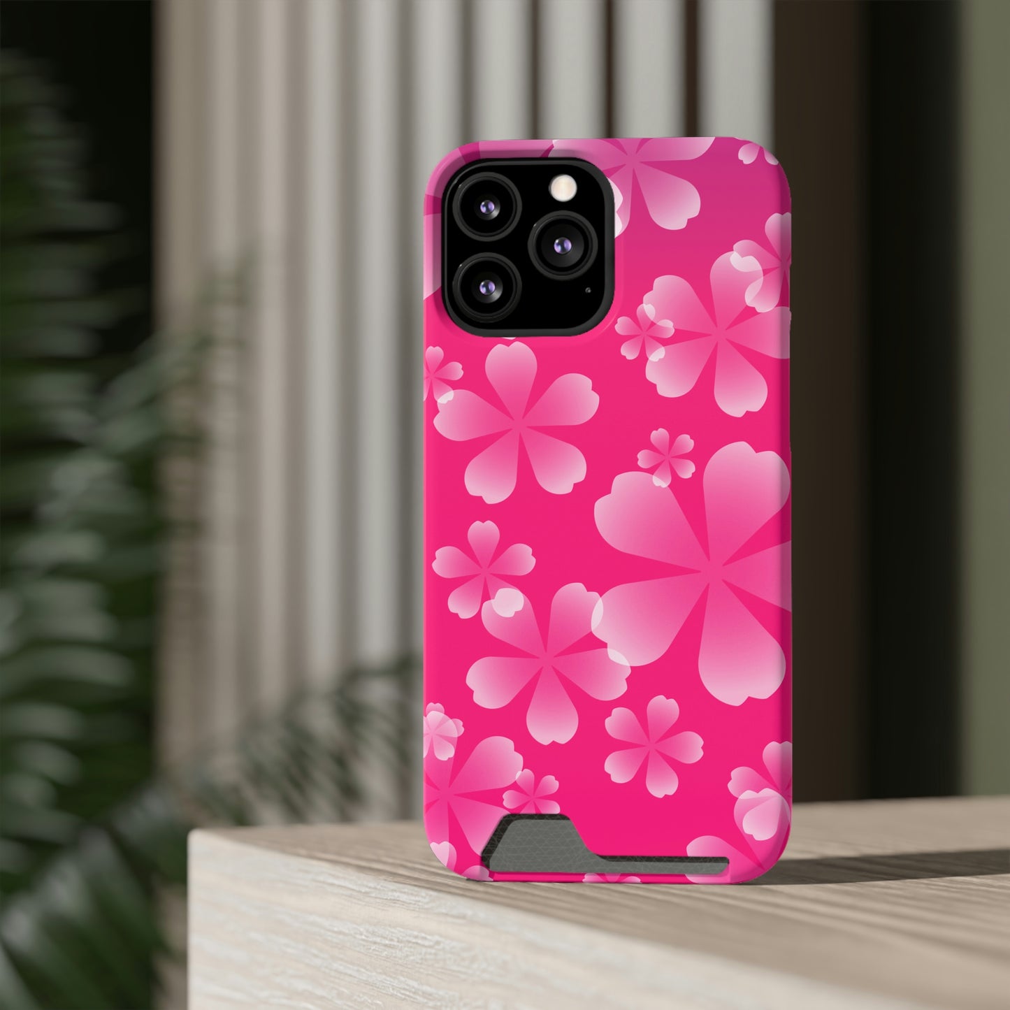 Pink and Cherry Blossom Case With Card Holder