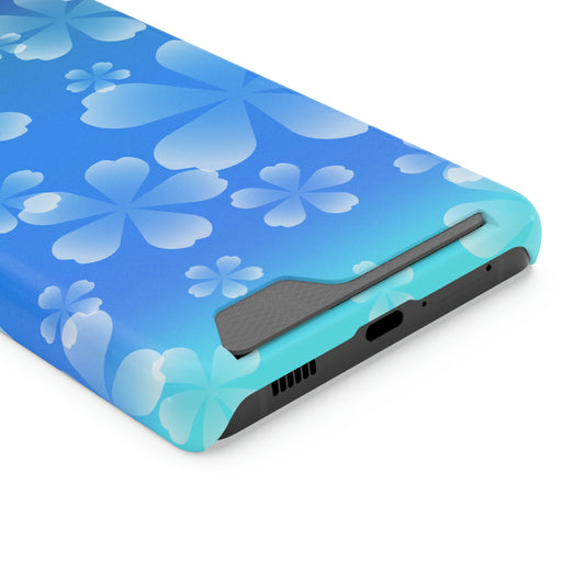Blue and Cherry Blossom Case With Card Holder