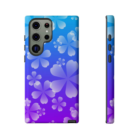 Blurple with White Cherry Blossom Tough Cases