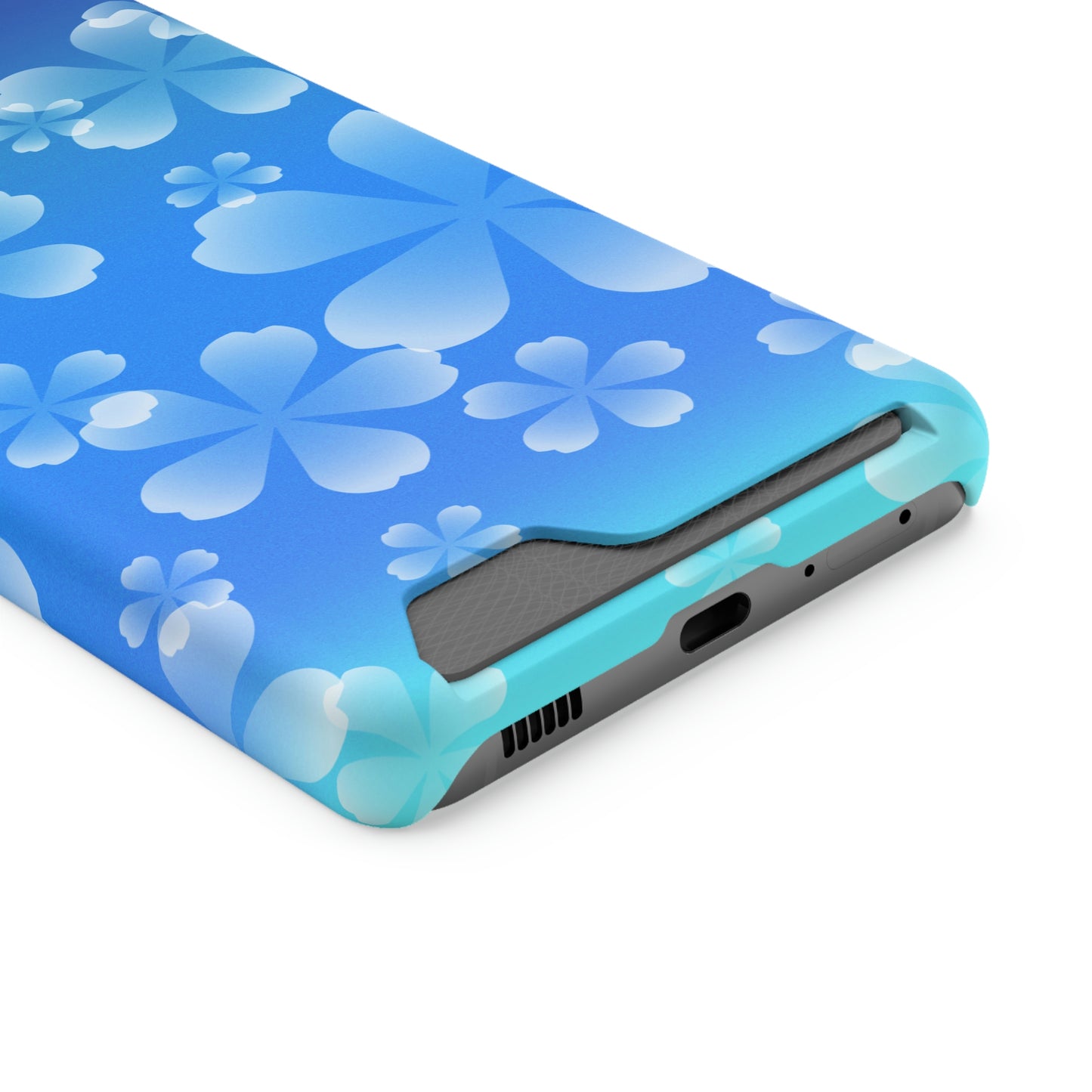 Blue and Cherry Blossom Case With Card Holder