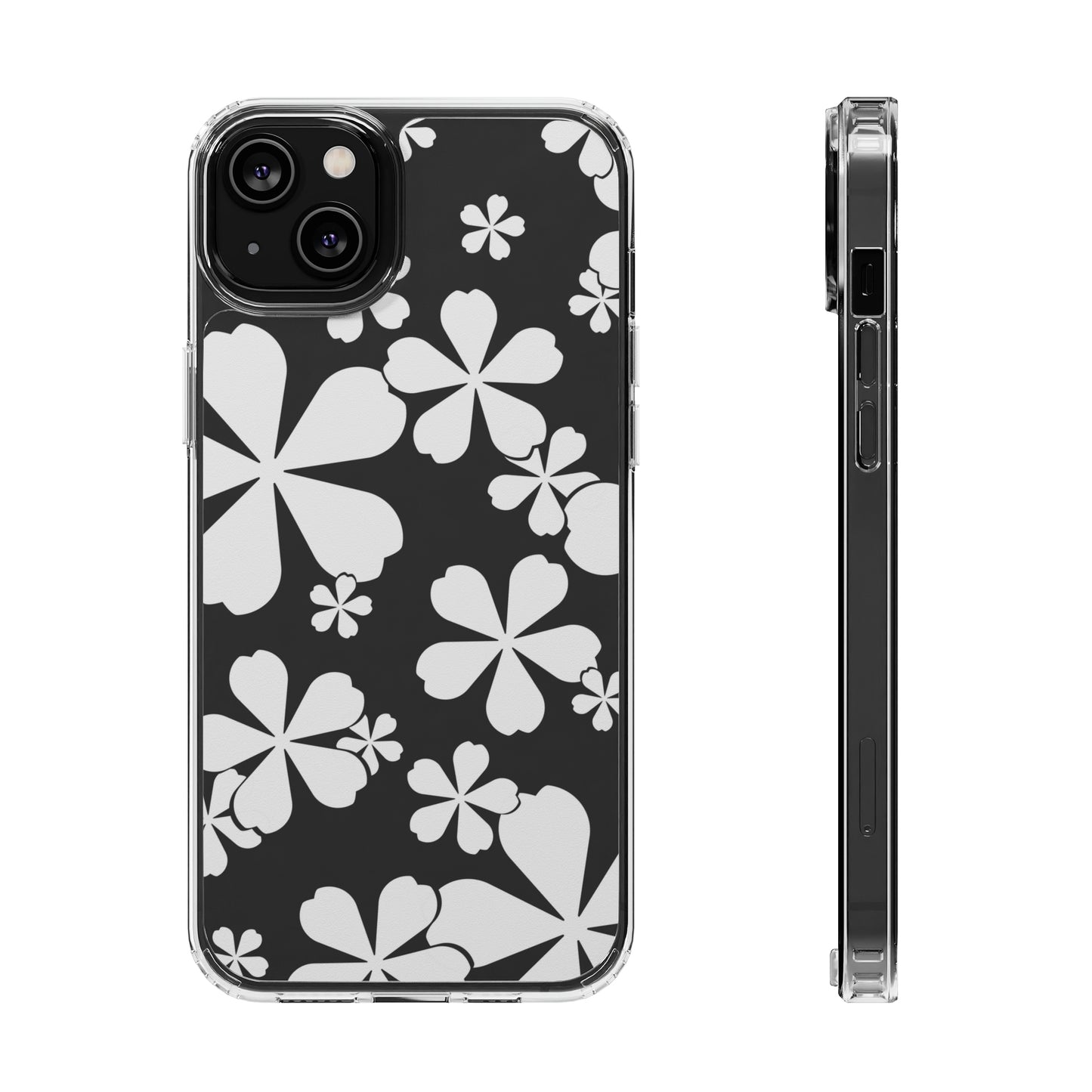 White Cherry Blossom Clear Cases