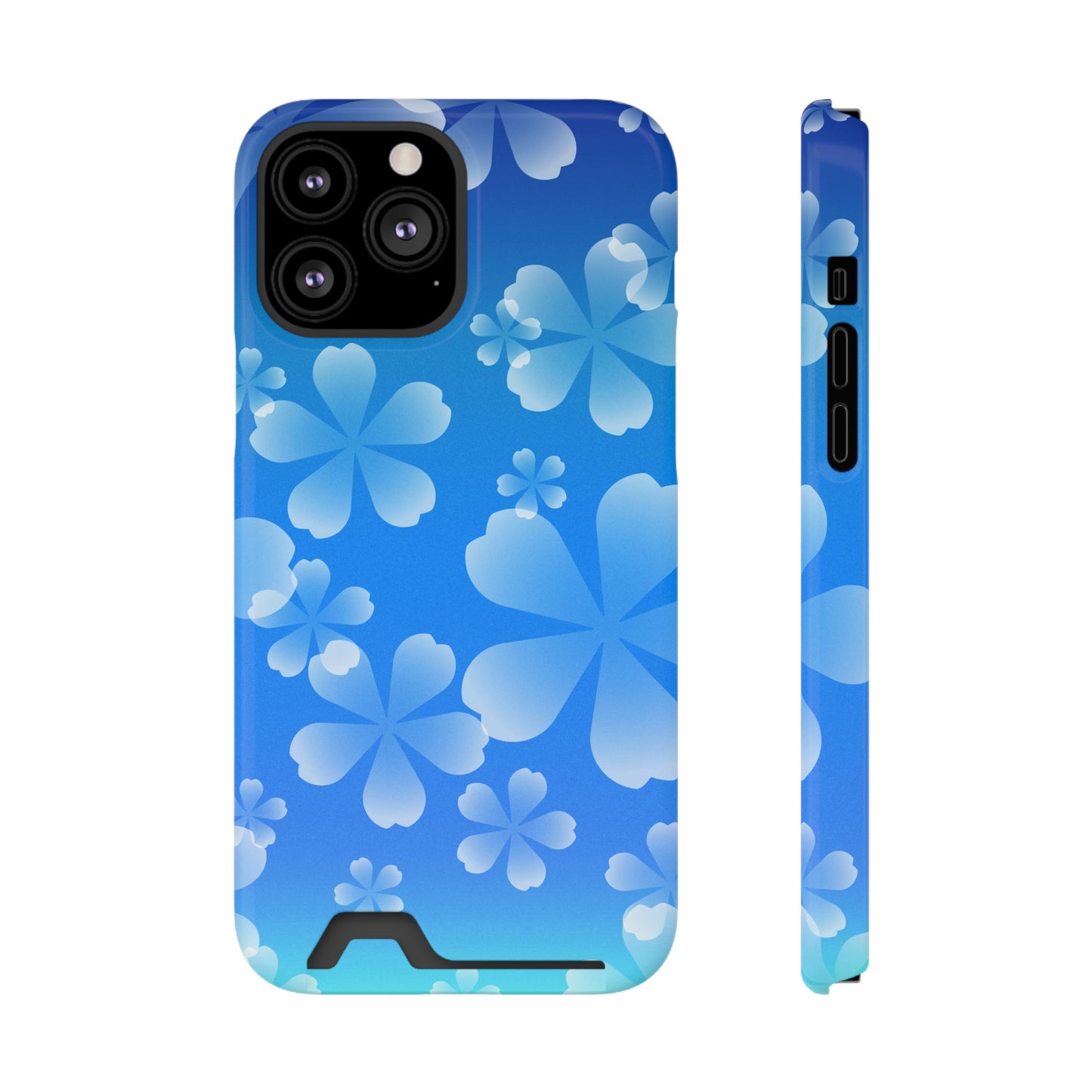 Blue and Cherry Blossom Case With Card Holder