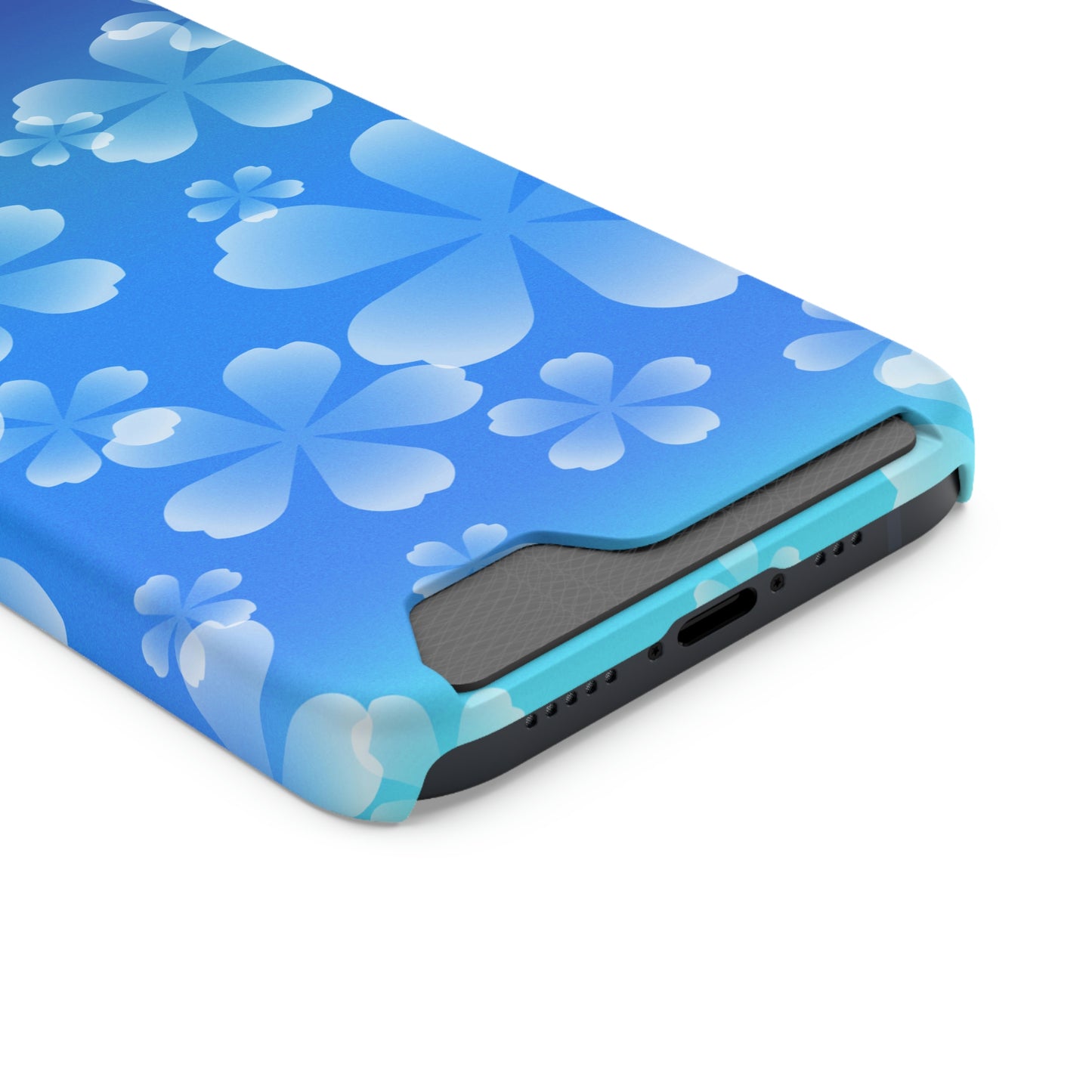 Blue and Cherry Blossom Case With Card Holder