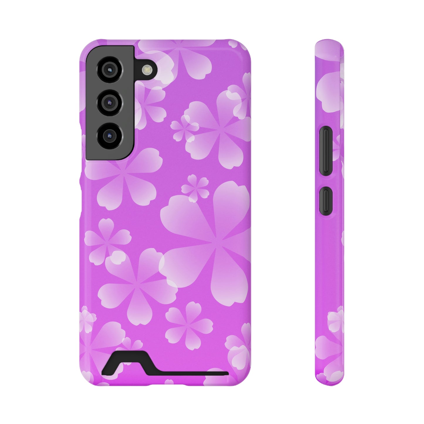 Purple and Cherry Blossom Case With Card Holder