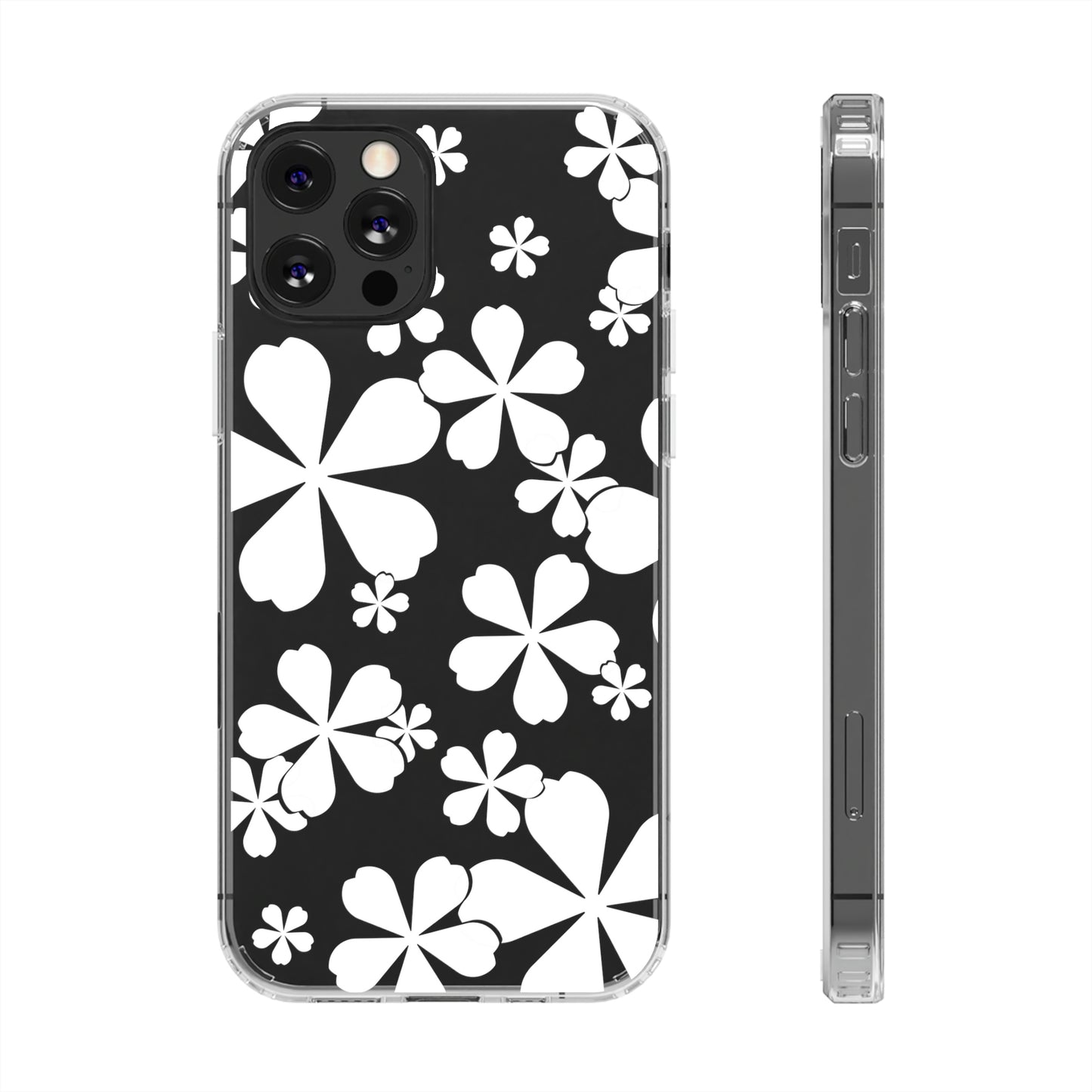 White Cherry Blossom Clear Cases