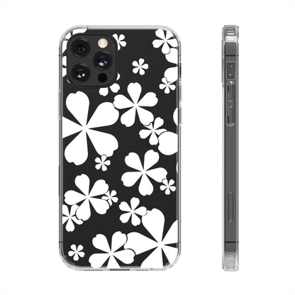 White Cherry Blossom Clear Cases