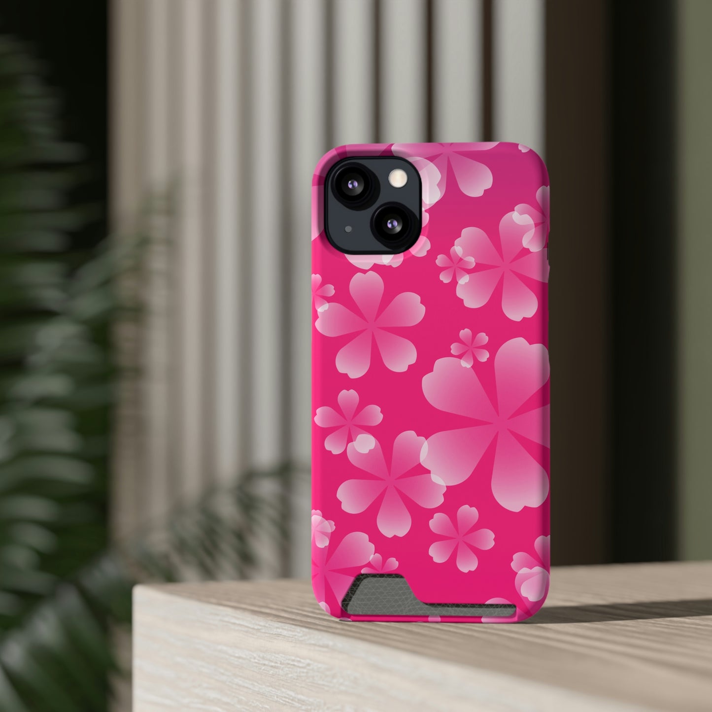 Pink and Cherry Blossom Case With Card Holder