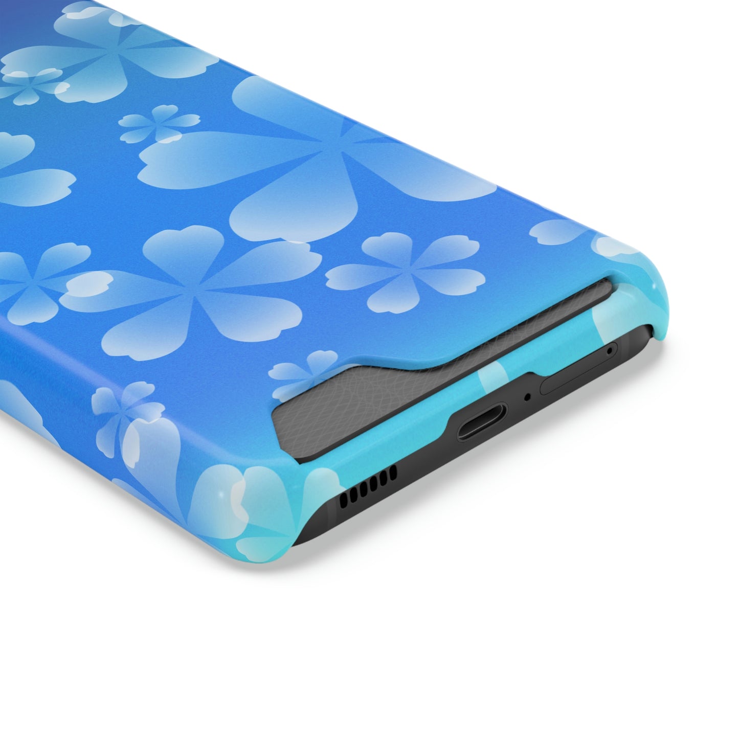 Blue and Cherry Blossom Case With Card Holder