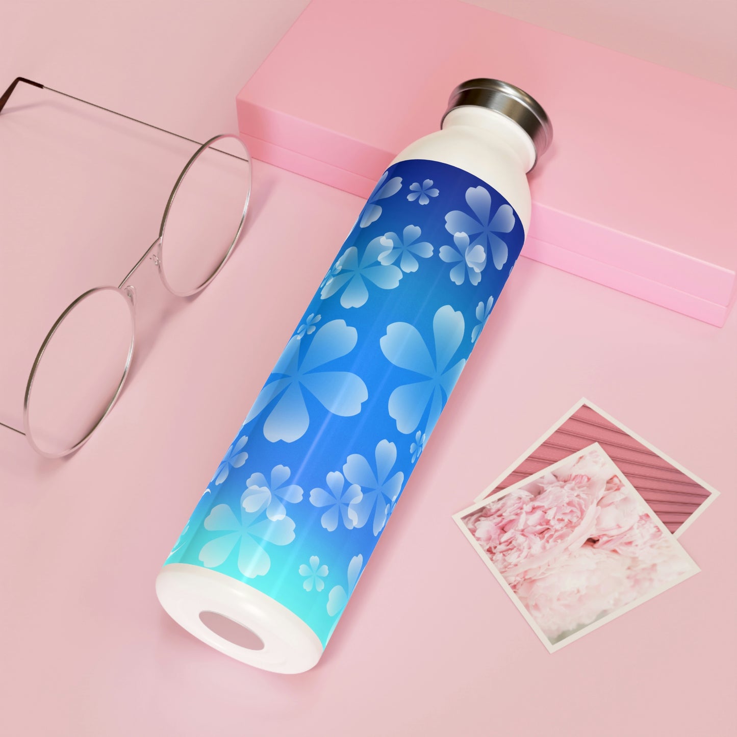 Blue Sakura Slim Water Bottle