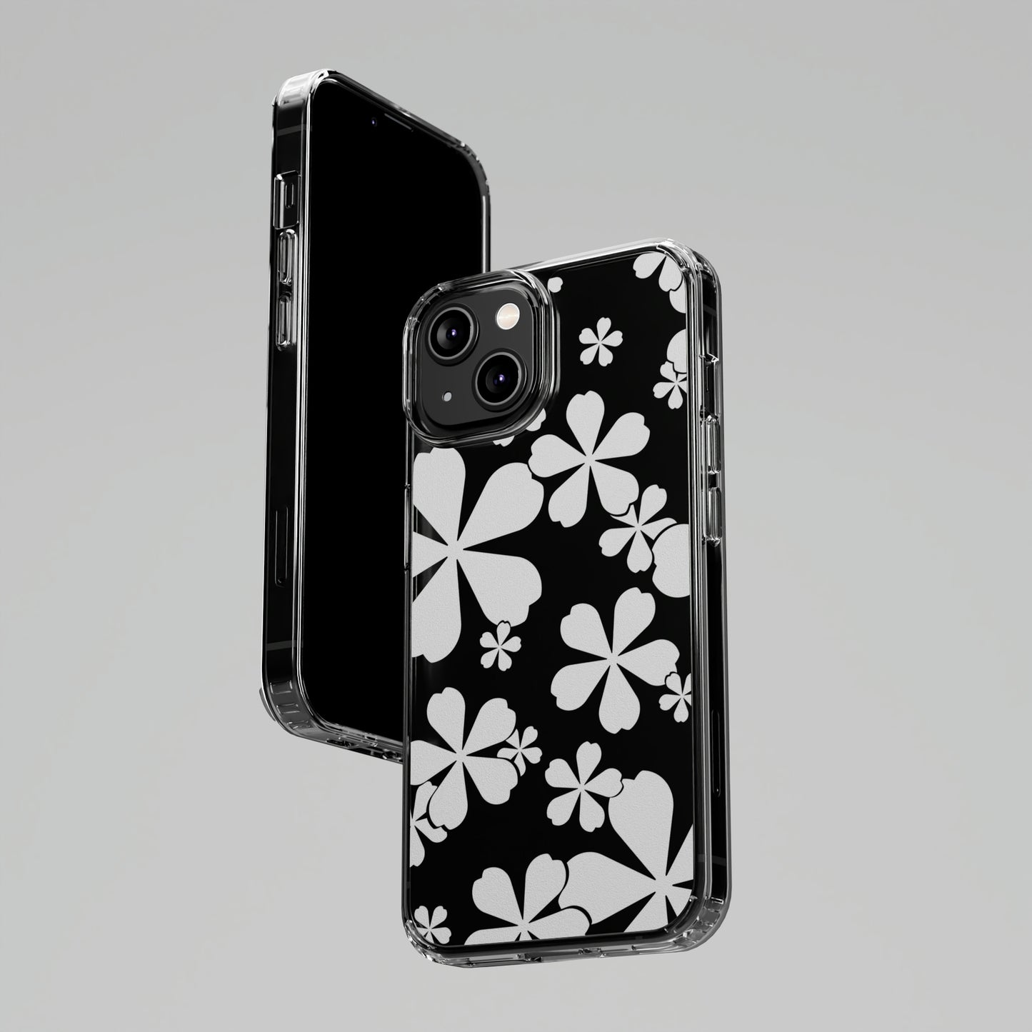 White Cherry Blossom Clear Cases