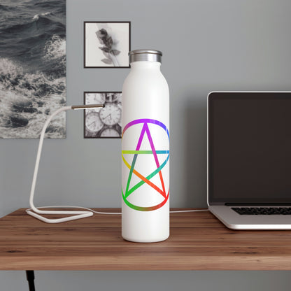 White Elemental Pentagram Slim Water Bottle