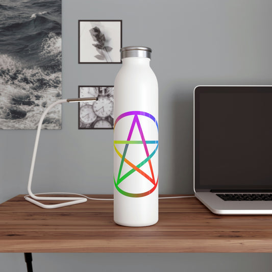 White Elemental Pentagram Slim Water Bottle