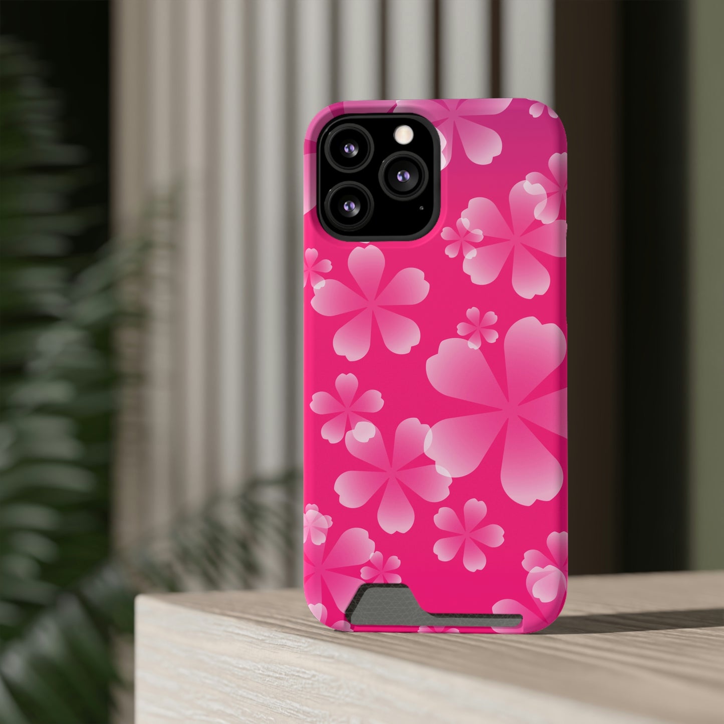 Pink and Cherry Blossom Case With Card Holder