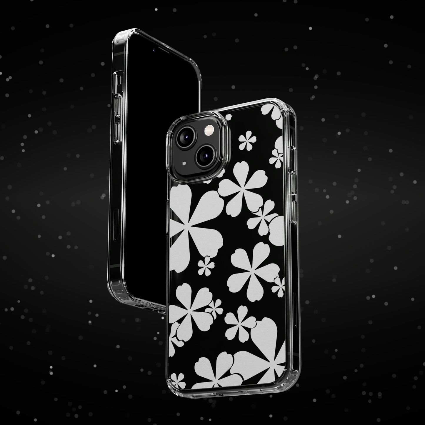 White Cherry Blossom Clear Cases